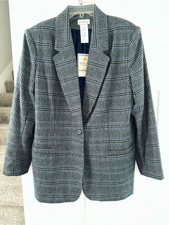 White Stag Jackets & Blazers - White Stag Women’s Gray Glen Plaid Blazer size 14 wool blend 70% wool 25% polyes